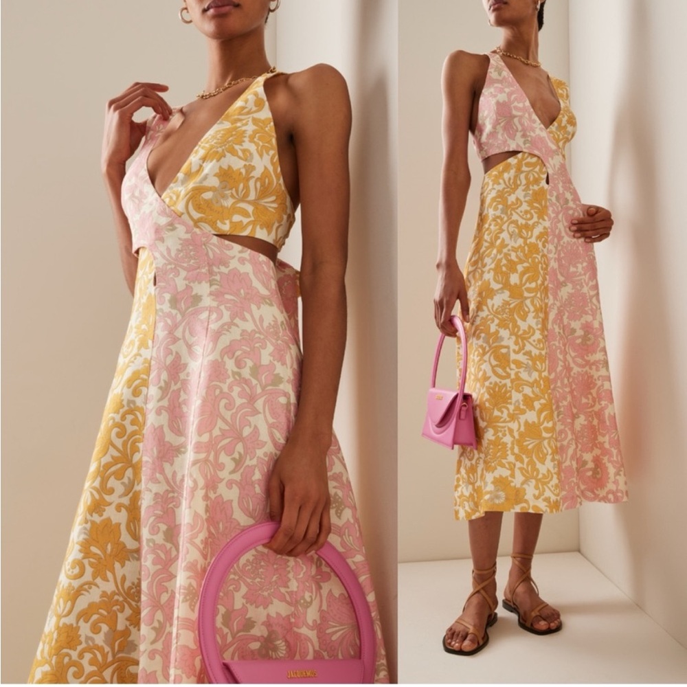 Ephemera Folk Athena Cut Out Linen Midi Dress